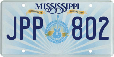 MS license plate JPP802