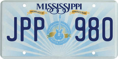 MS license plate JPP980