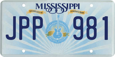 MS license plate JPP981