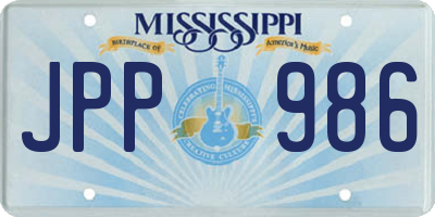 MS license plate JPP986
