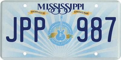 MS license plate JPP987