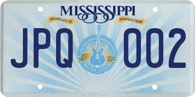 MS license plate JPQ002