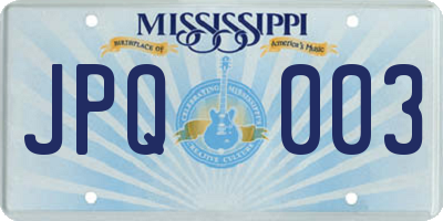 MS license plate JPQ003