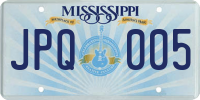 MS license plate JPQ005