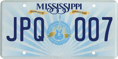 MS license plate JPQ007