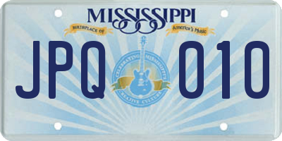 MS license plate JPQ010