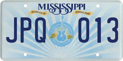 MS license plate JPQ013