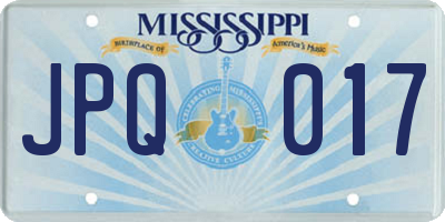 MS license plate JPQ017