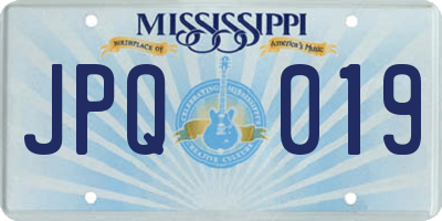 MS license plate JPQ019