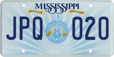 MS license plate JPQ020