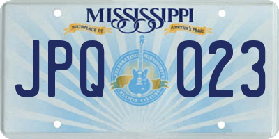 MS license plate JPQ023