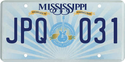MS license plate JPQ031