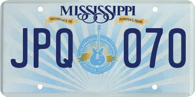 MS license plate JPQ070