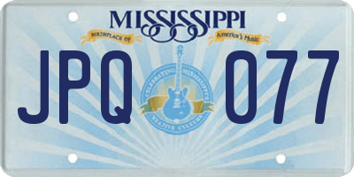 MS license plate JPQ077