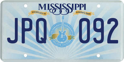 MS license plate JPQ092
