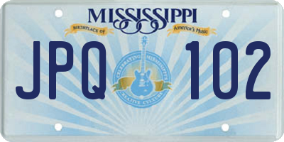 MS license plate JPQ102