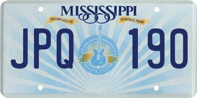 MS license plate JPQ190