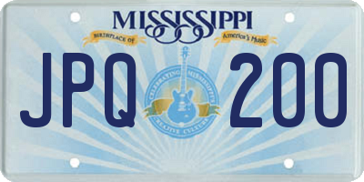 MS license plate JPQ200