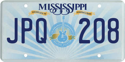 MS license plate JPQ208