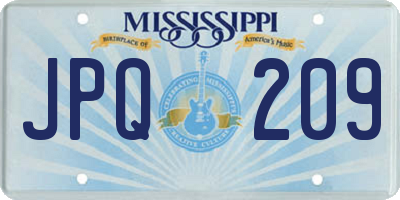MS license plate JPQ209