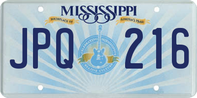 MS license plate JPQ216