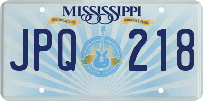 MS license plate JPQ218