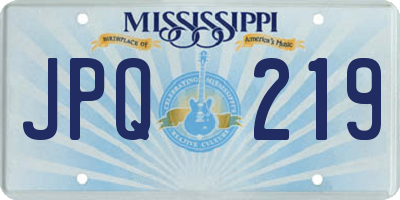 MS license plate JPQ219