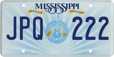 MS license plate JPQ222