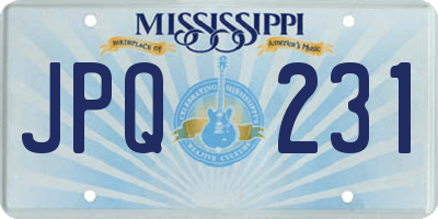 MS license plate JPQ231