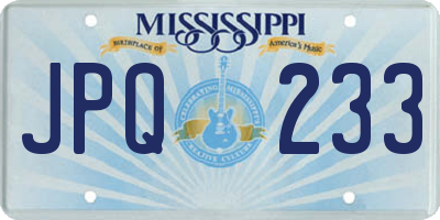 MS license plate JPQ233