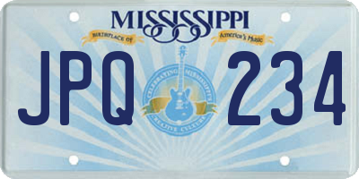 MS license plate JPQ234