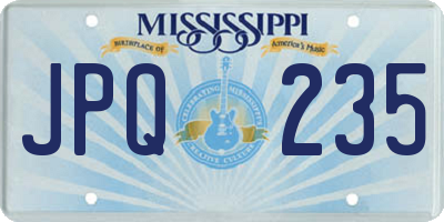 MS license plate JPQ235