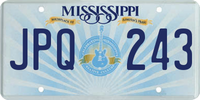 MS license plate JPQ243