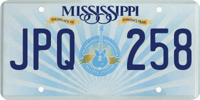 MS license plate JPQ258