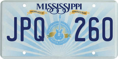 MS license plate JPQ260