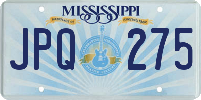 MS license plate JPQ275
