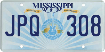 MS license plate JPQ308