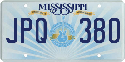 MS license plate JPQ380