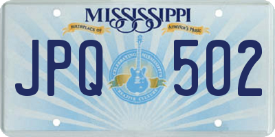 MS license plate JPQ502