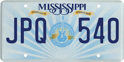 MS license plate JPQ540