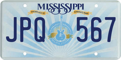 MS license plate JPQ567
