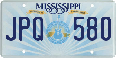 MS license plate JPQ580