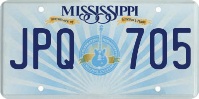 MS license plate JPQ705