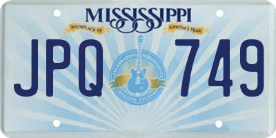 MS license plate JPQ749