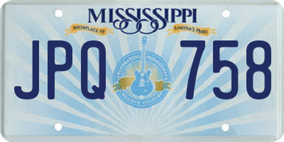 MS license plate JPQ758