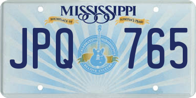 MS license plate JPQ765