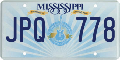 MS license plate JPQ778