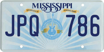 MS license plate JPQ786