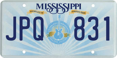 MS license plate JPQ831