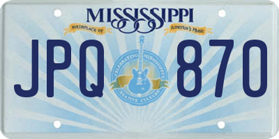 MS license plate JPQ870